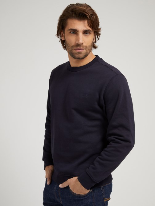 سويت شيرت بشعار أمامي أزرق Guess
