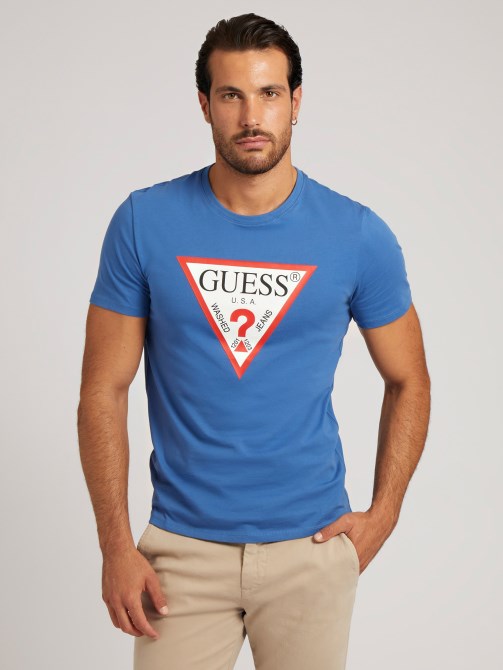 تي شيرت شعار المثلث الأزرق Guess