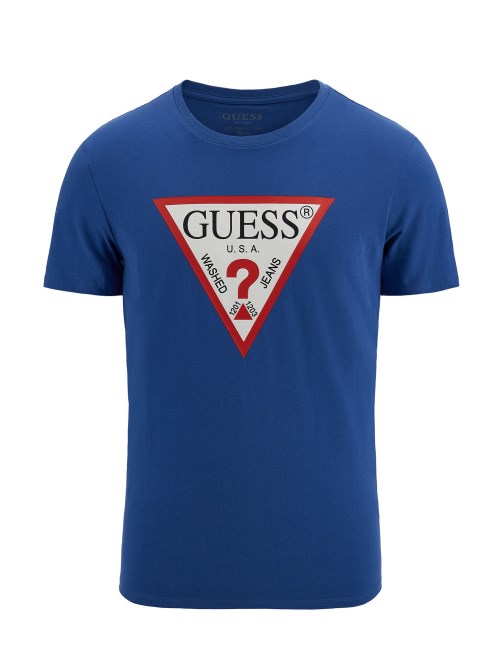 تي شيرت شعار المثلث الأزرق Guess
