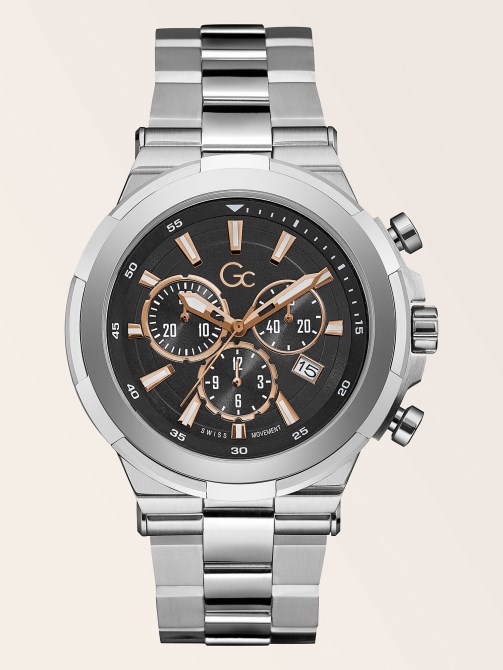 ساعة كرونوغراف من الصلب الأسود Gc Guess