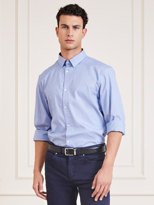 Marciano Houndstooth قميص أزرق متعدد التخمين