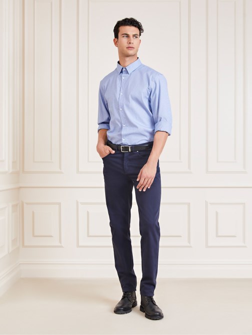 Marciano Houndstooth قميص أزرق متعدد التخمين