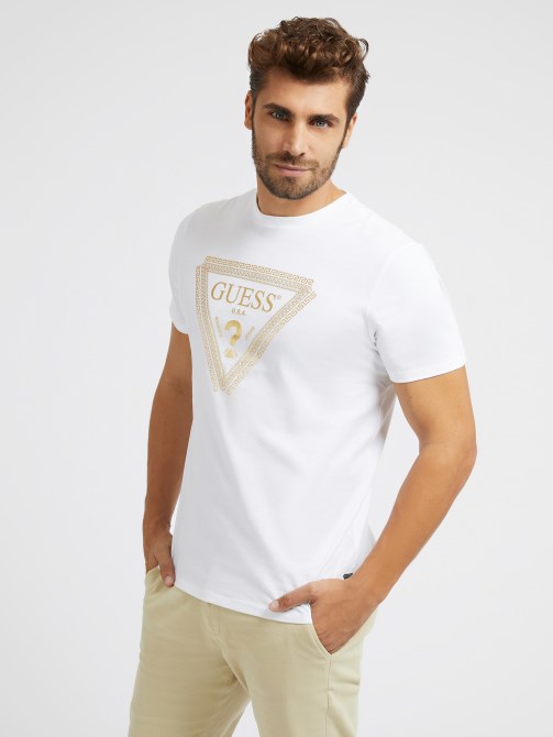 تي شيرت احباط شعار مثلث أبيض Guess