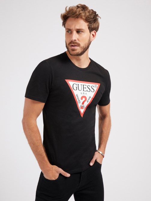 تيشيرت بشعار مثلث أسود Guess