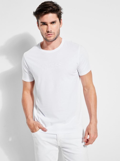 تيشيرت بشعار أبيض أبيض Guess