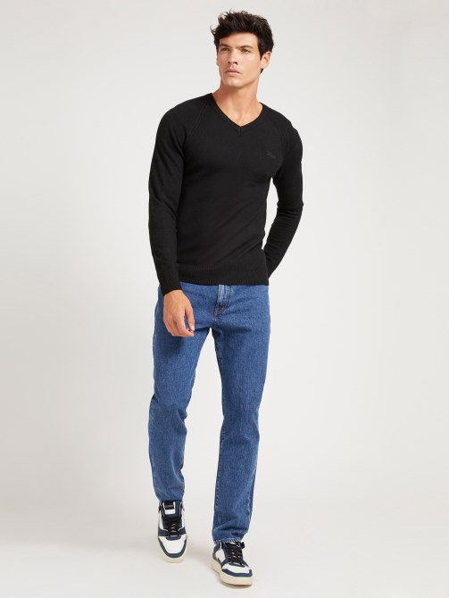 سترة سوداء من مزيج الفسكوز