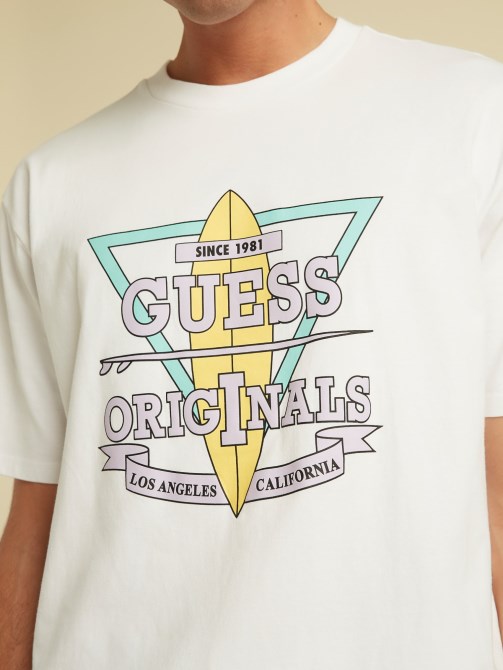 تيشيرت بشعار أمامي أبيض Guess