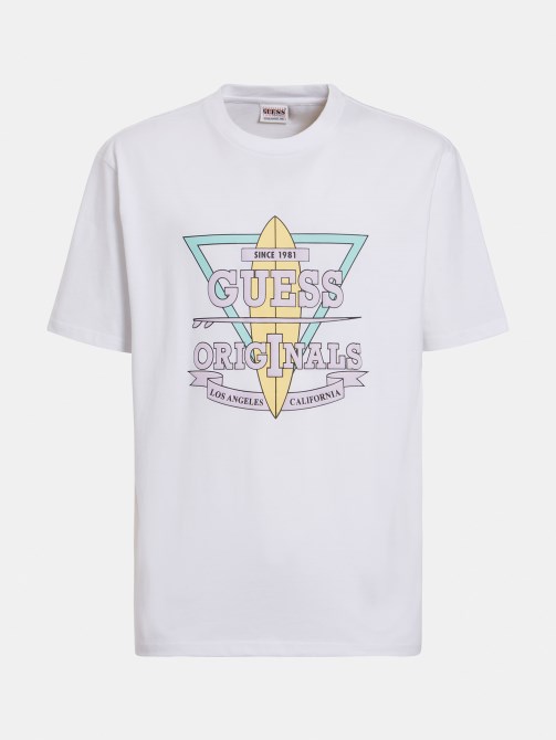 تيشيرت بشعار أمامي أبيض Guess