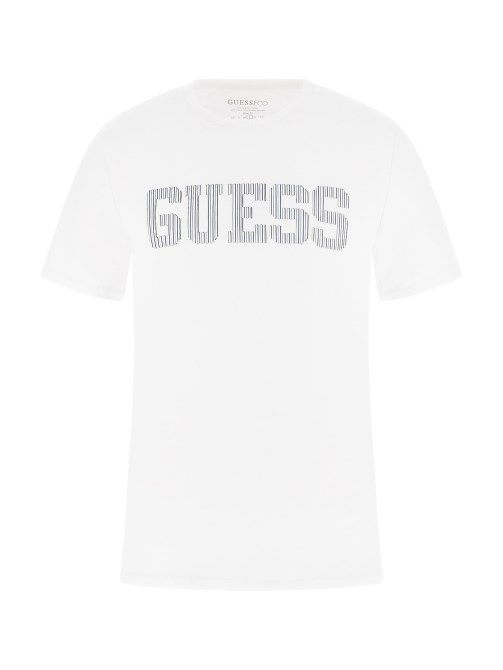 تي شيرت جديد بشعار أمامي أبيض Guess