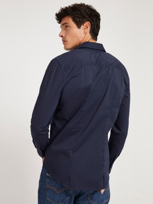 قميص بقصة عادية أزرق Guess