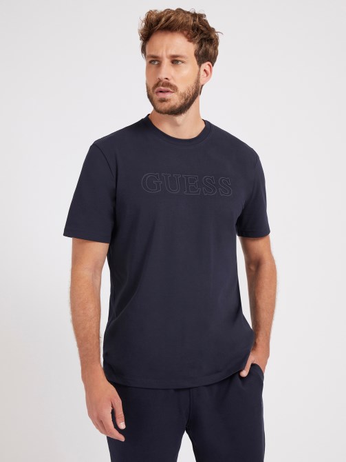 تيشيرت بشعار أمامي أزرق Guess