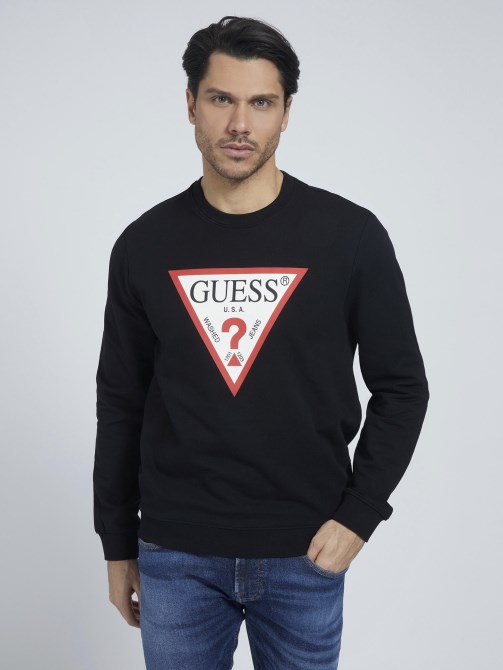 سويت شيرت بشعار مثلث أسود Guess