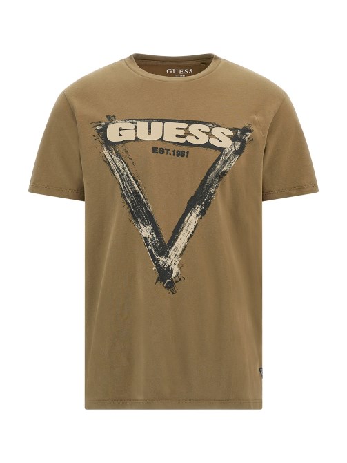 المثلث الأخضر شعار تي شيرت Guess