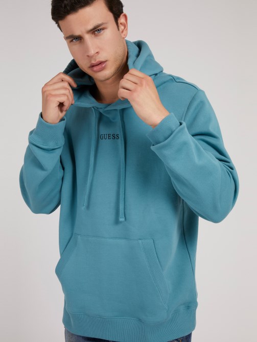 سويت شيرت بغطاء رأس وشعار Guess باللون الأزرق الأزرق الفاتح