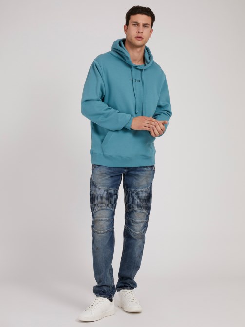 سويت شيرت بغطاء رأس وشعار Guess باللون الأزرق الأزرق الفاتح