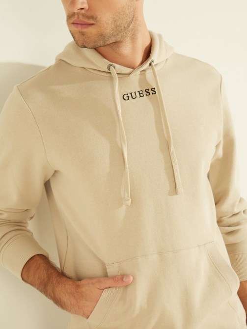 سويت شيرت بغطاء رأس وشعار بيج Guess