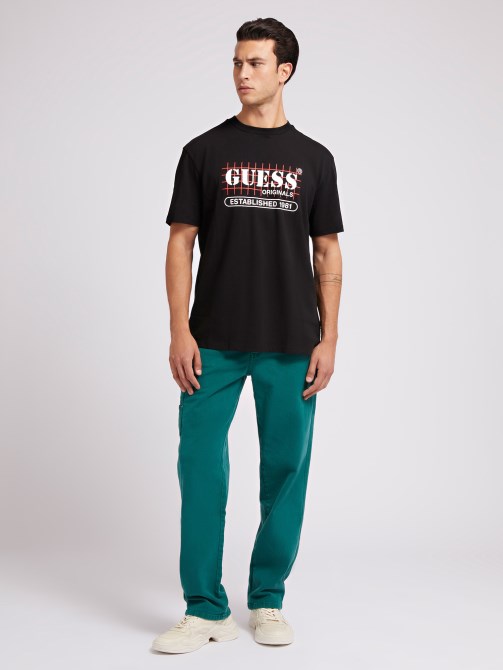 تي شيرت أسود بشعار أمامي Guess