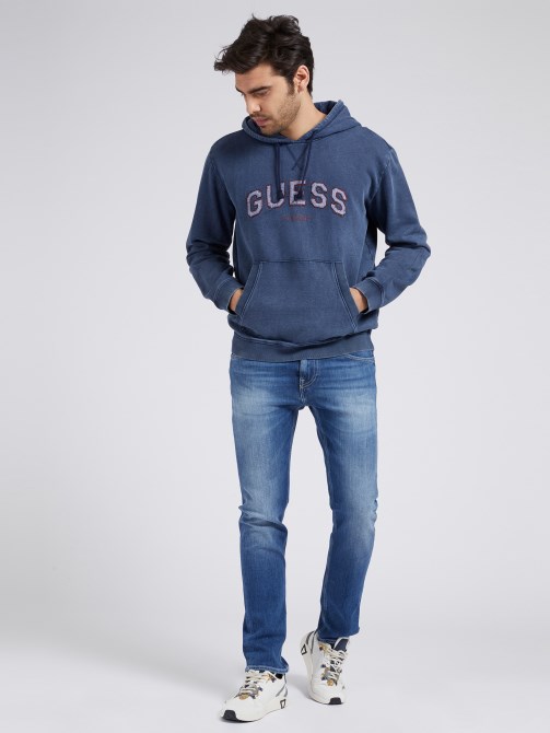 سويت شيرت بشعار أمامي أزرق Guess