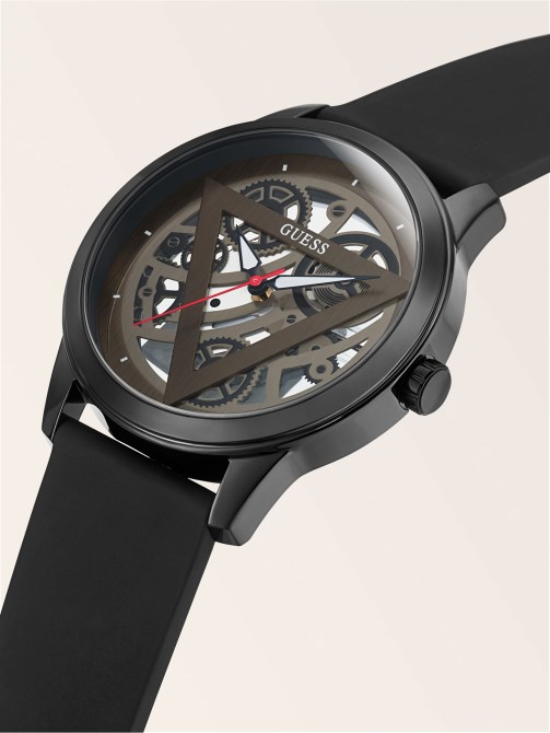 ساعة انالوج بشعار باللون باللون الاسود