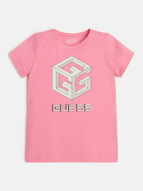 تيشيرت وردي بشعار أمامي Guess