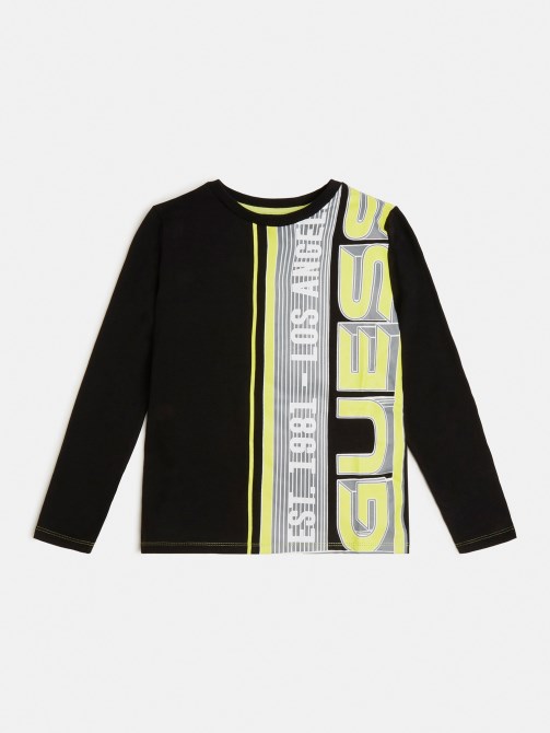 تيشيرت بشعار أمامي أسود Guess