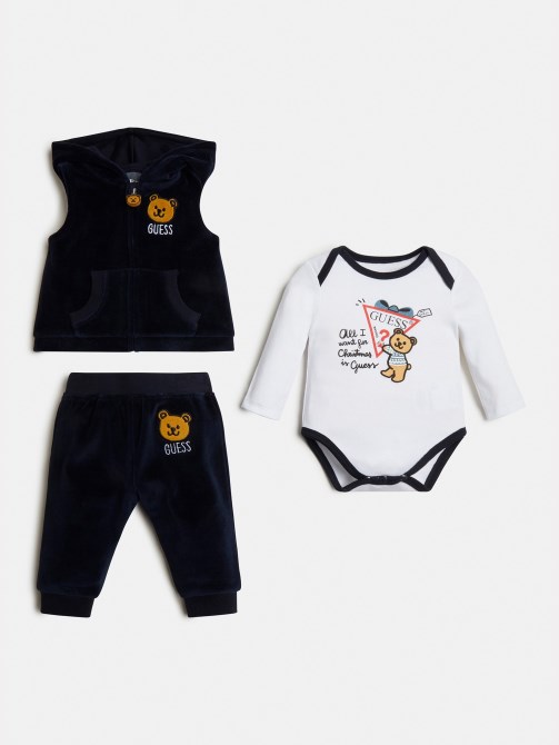 Chenille Vest Body Pant Set Guess Blue