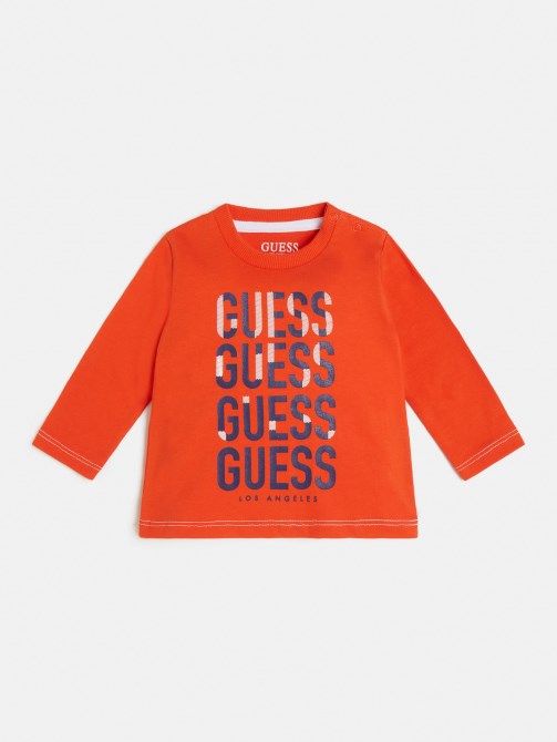 تيشيرت بشعار أمامي برتقالي Guess
