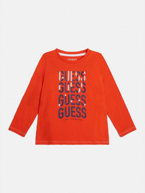 تيشيرت بشعار أمامي برتقالي Guess