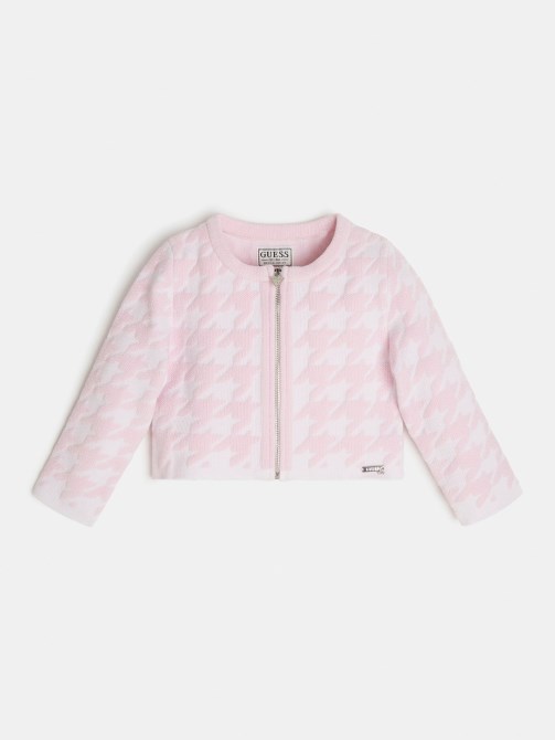 جيس سترة Houndstooth وردية اللون