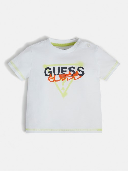 تيشيرت بشعار أمامي أبيض Guess