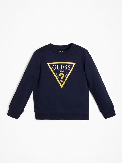 قميص من النوع الثقيل بشعار المثلث الأسود Guess