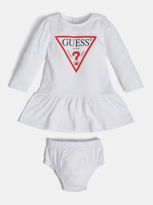 طقم فستان وسراويل داخلية بشعار مثلث أبيض Guess