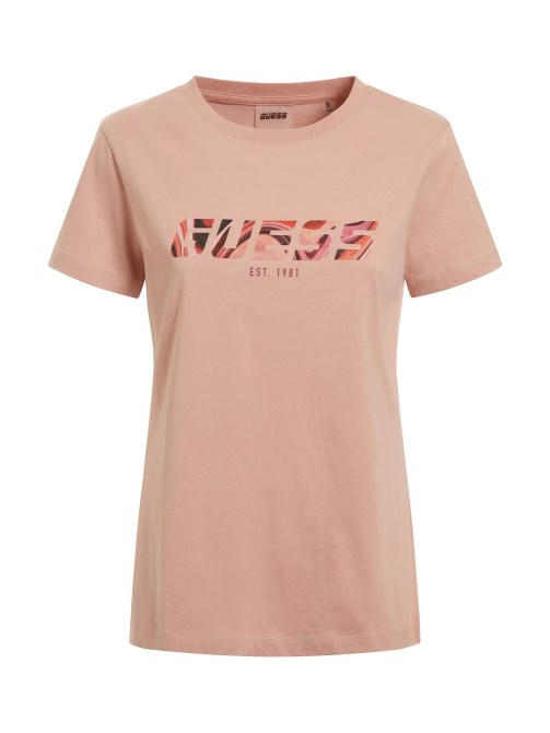 تيشيرت بشعار أمامي وردي Guess
