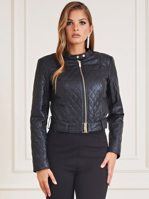 جاكيت أسود من الجلد الصناعي Marciano Guess