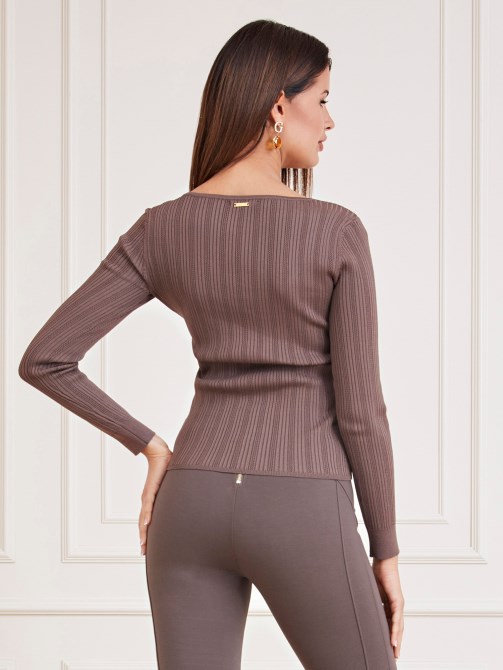 سترة برقبة مستديرة من Marciano البني Guess