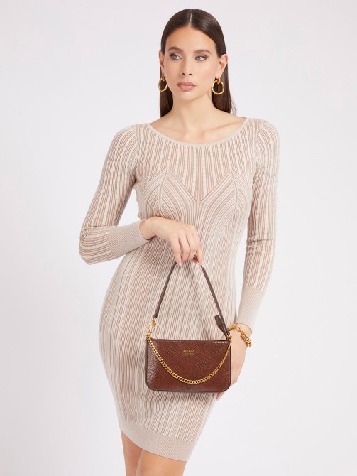 حقيبة كتف كاتي بطبعة جلد الثعبان باللون البني جيس