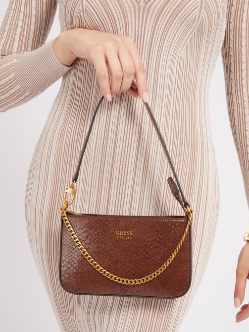 حقيبة كتف كاتي بطبعة جلد الثعبان باللون البني جيس