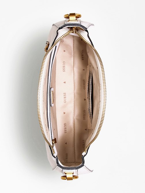 حقيبة كتف صغيرة بيضاء الجلد المدبوغ من Kaoma Guess