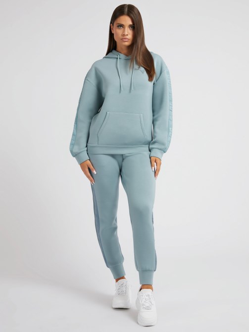 قميص من النوع الثقيل بغطاء للرأس باللون الأخضر