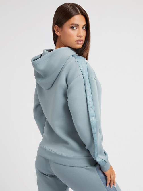 قميص من النوع الثقيل بغطاء للرأس باللون الأخضر