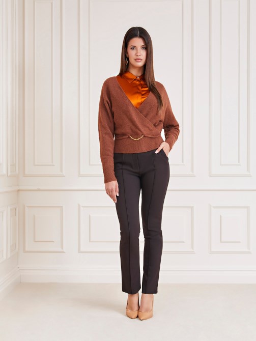 سترة من الصوف باللون البني من Guess
