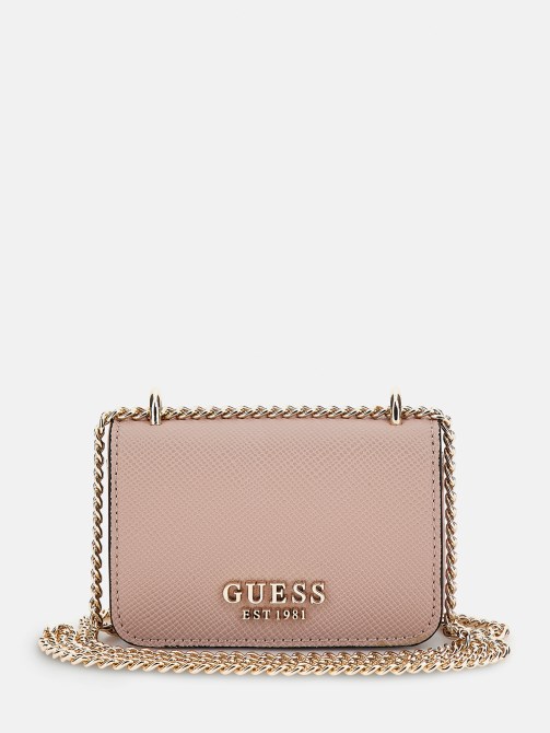 Alexie Saffiano Micro Crossbody Bag Pink Guess