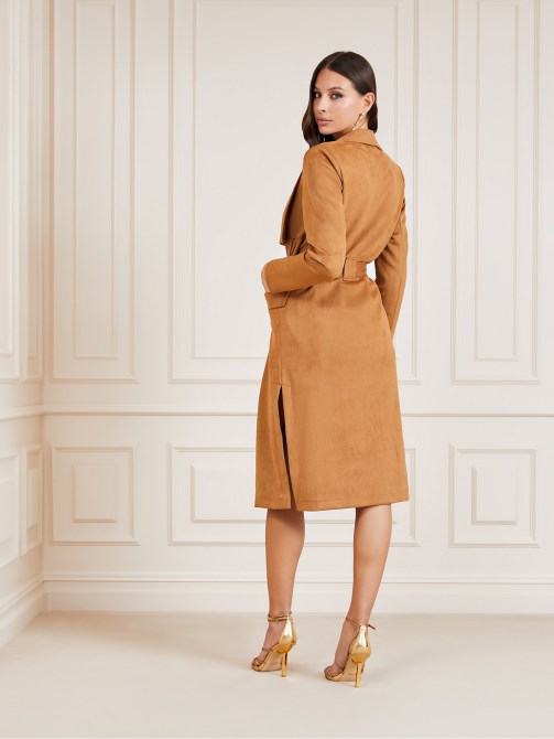 البيج Marciano Faux Suede Trench Trench Guess