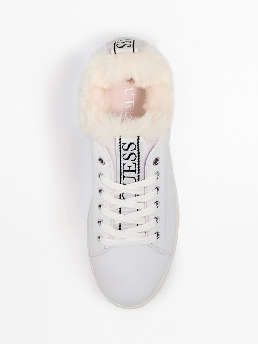 حذاء رياضي برشام فرو صناعي تخمين أبيض