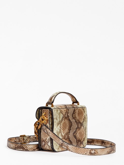 Retour Python Print Micro Handbag متعدد الذهب Guess