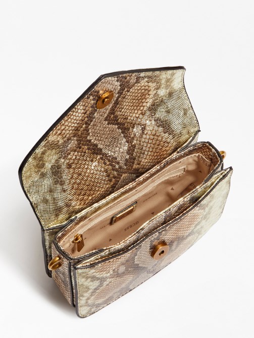 Retour Python Print Micro Handbag متعدد الذهب Guess
