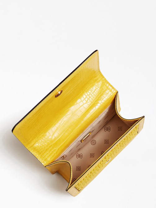 Guess Abey Raffia Mini Crossbody Bag أصفر