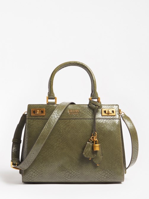Katey Python Print Handbag Green Guess
