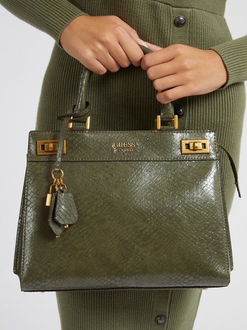 Katey Python Print Handbag Green Guess