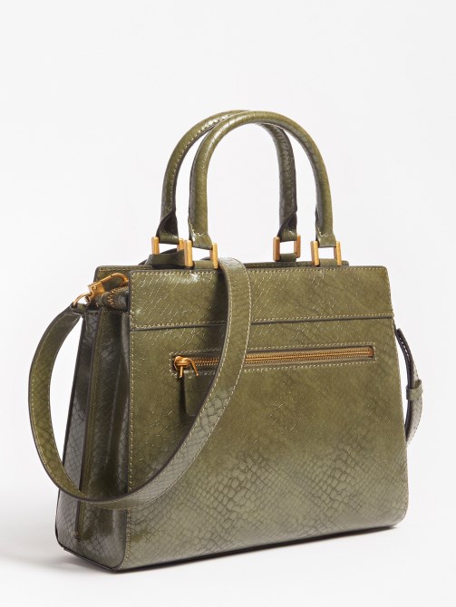 Katey Python Print Handbag Green Guess